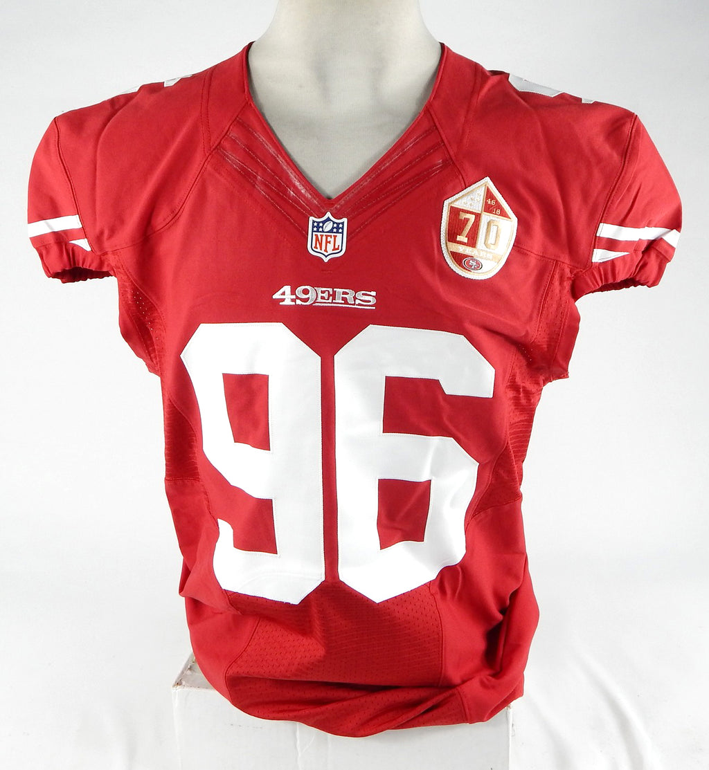 2012 San Francisco 49ers Moore #96 Game Issued Red Jersey 70 Years Patch 46 762