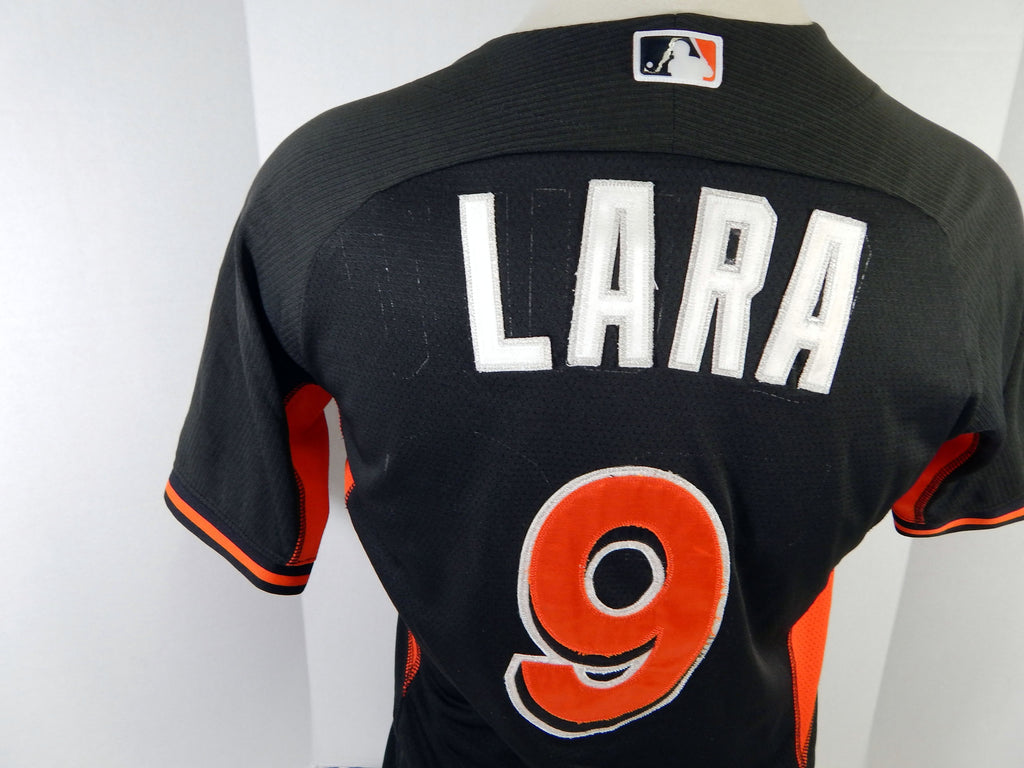 2014-16 Miami Marlins Yeremin Lara #9 Game Used Black Jersey Ex ST BP 42 970 Pic2