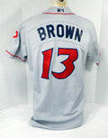 2014 Lakewood BlueClaws Aaron Brown #13 Game Used Grey Jersey DP04973
