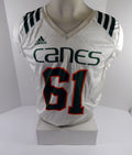 Miami Hurricanes #61 Game Used White Practice Jersey L 719