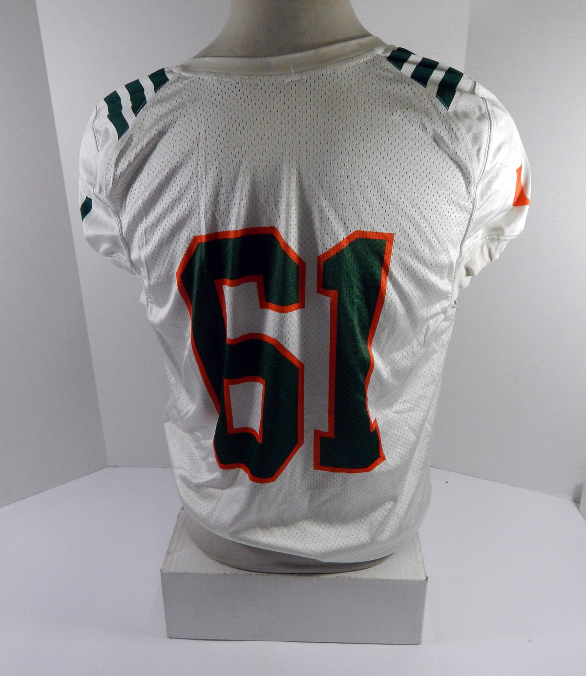 Miami Hurricanes #61 Game Used White Practice Jersey L 719 Pic2
