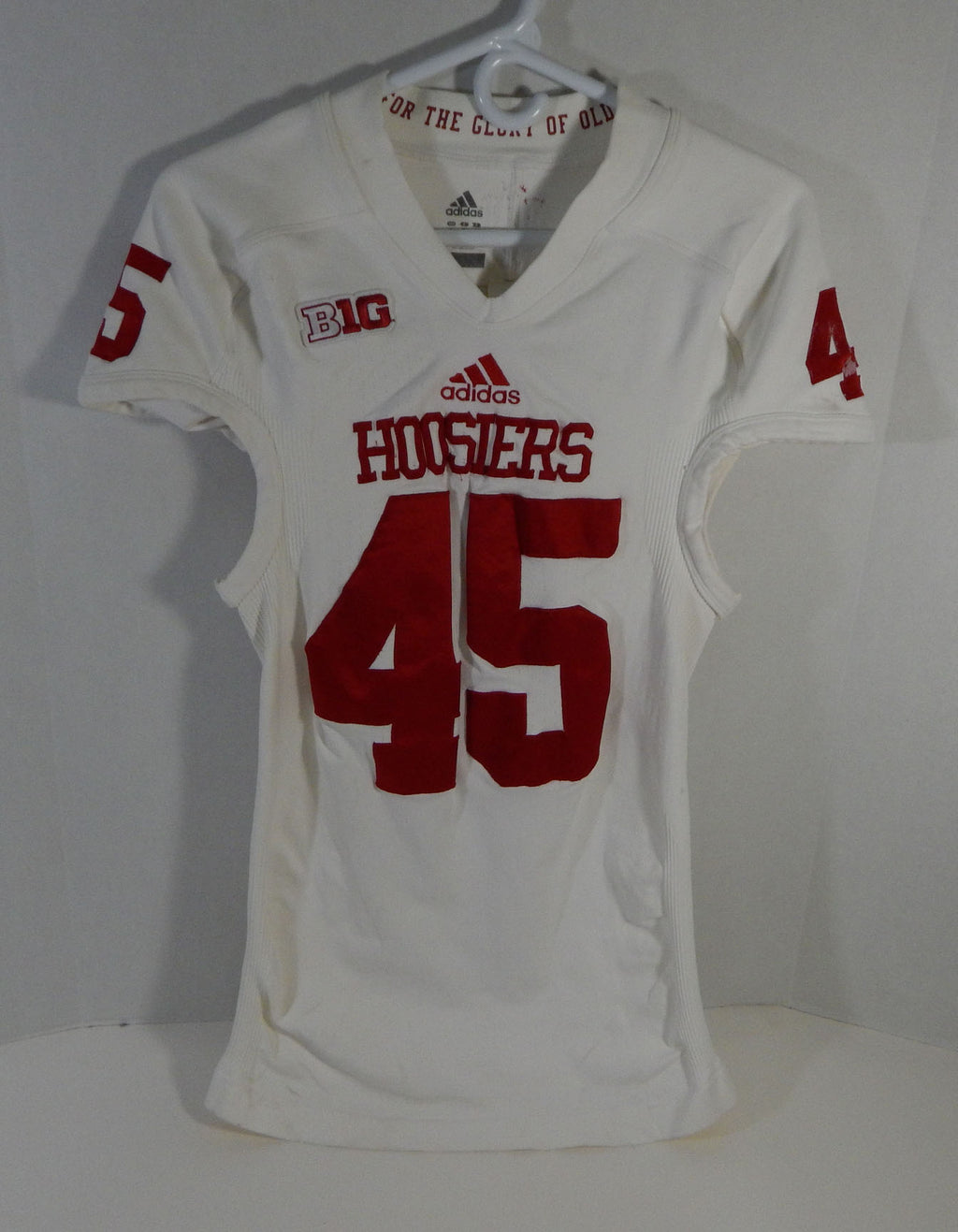 2012 Indiana Hoosiers #45 Game Used White Jersey Nameplate Removed L DP14040