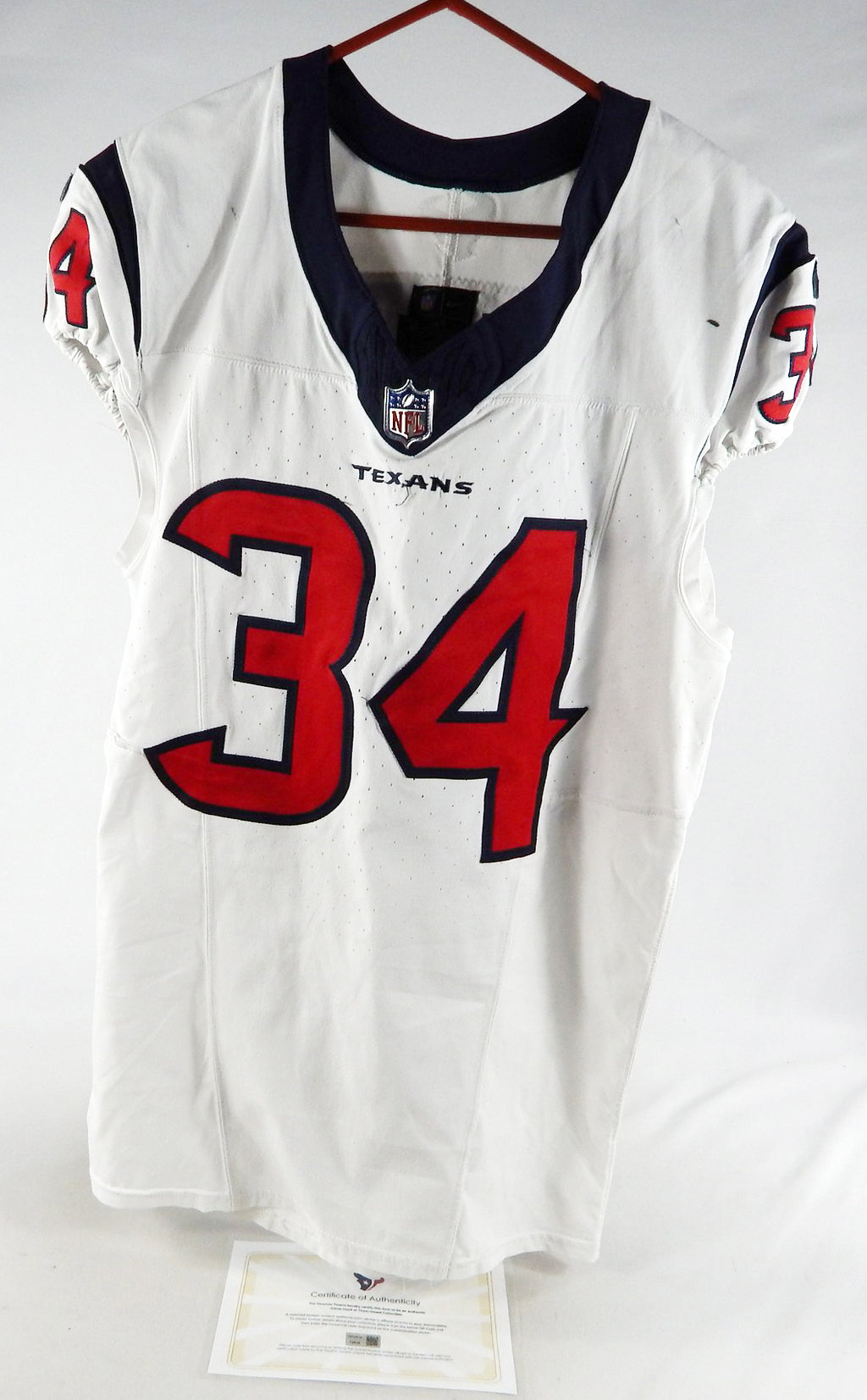 2023 Houston Texans Nick Vannett #34 Game Used White Jersey 44 507