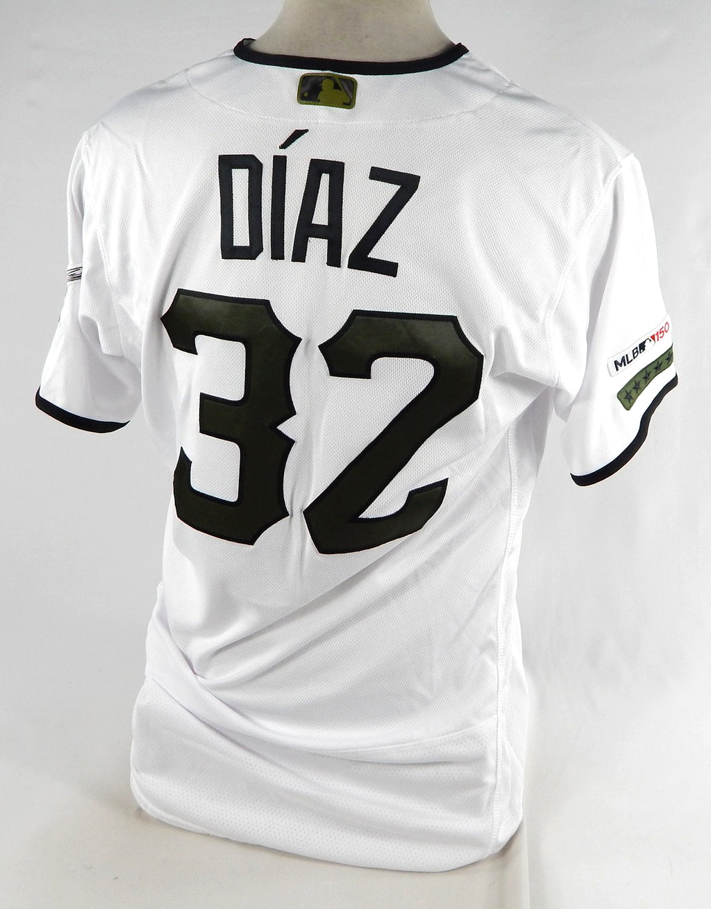2019 Pittsburgh Pirates Elias Diaz #32 Game Used White Jersey Memorial 150 P 7
