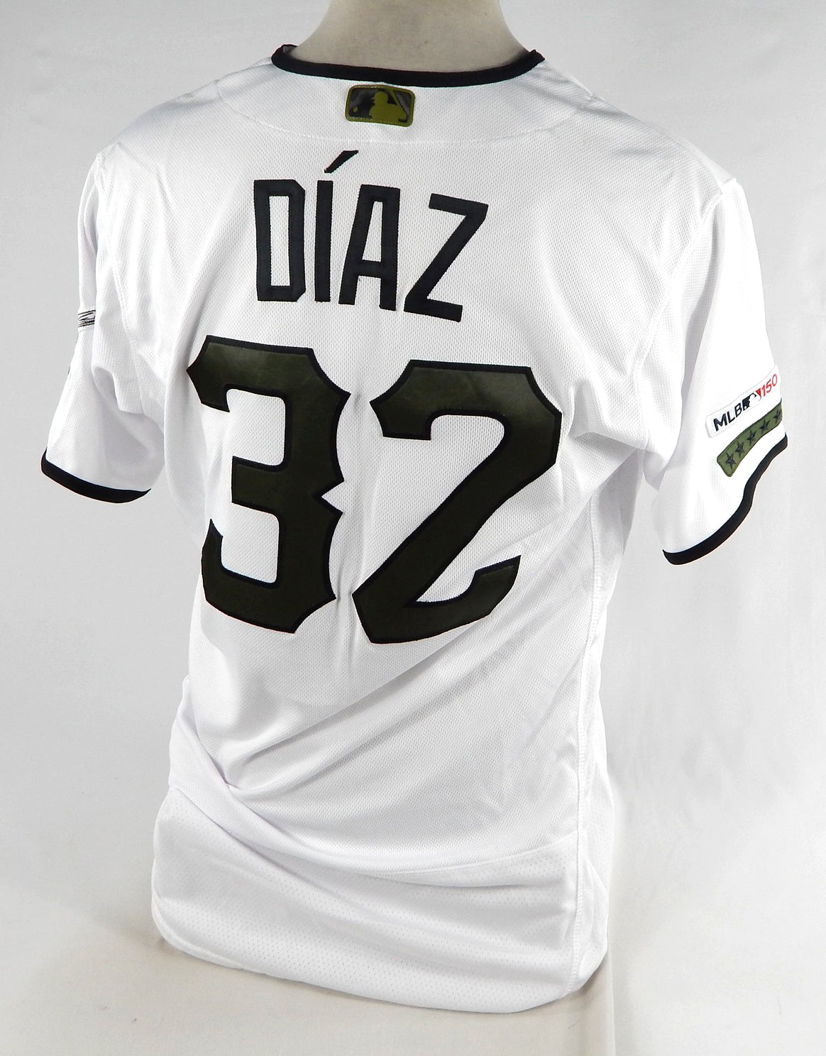 2019 Pittsburgh Pirates Elias Diaz #32 Game Used White Jersey Memorial 150 P 7