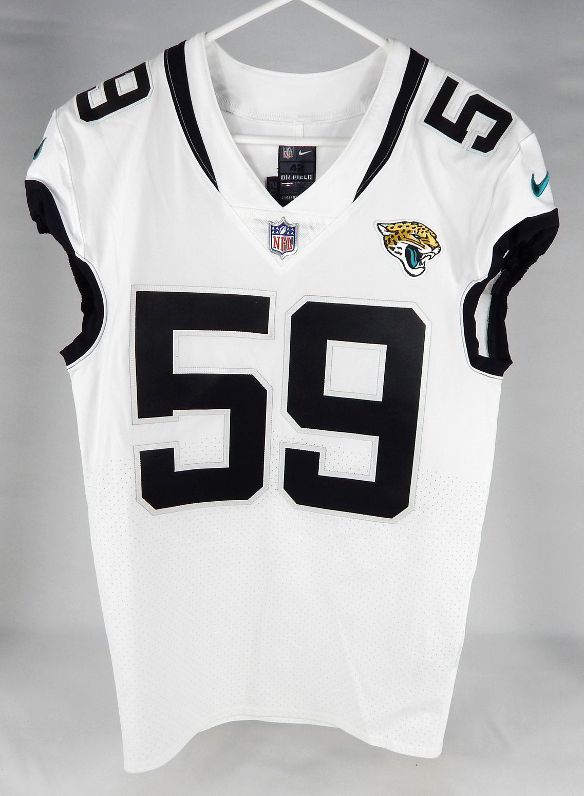 2019 Jacksonville Jaguars Tyrell Adams #59 Game Issued White Jersey 42 DP74958 Pic2