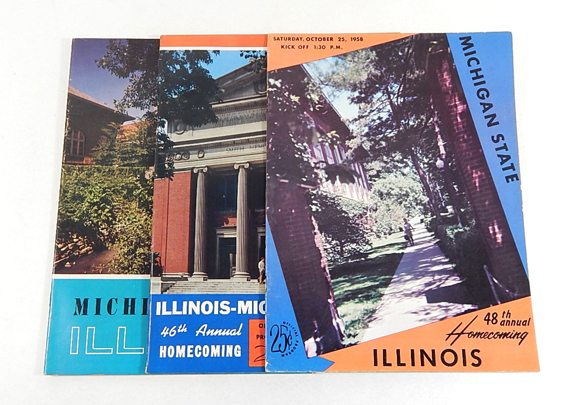 Lot of (3) Diff 1956-1962 Michigan State at Illinois College Football Programs