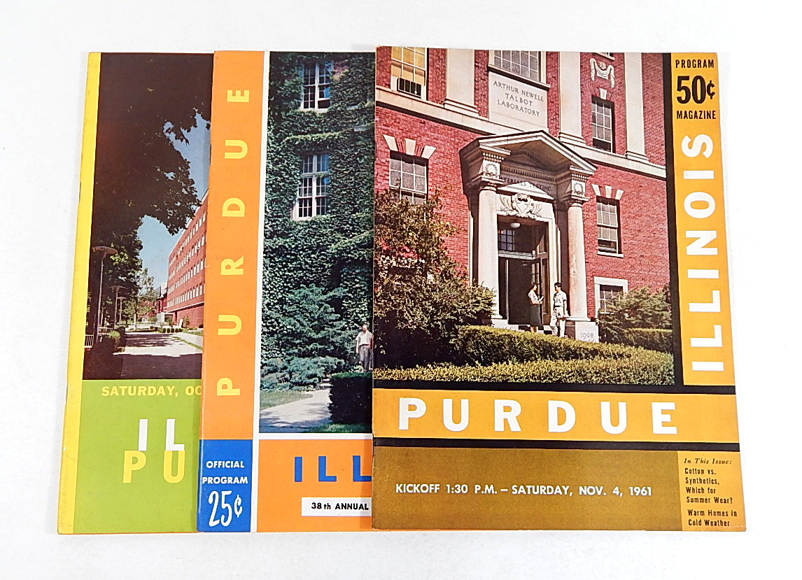 Lot of (3) Diff 1957 to 1961 Purdue at Illinois College Football Programs