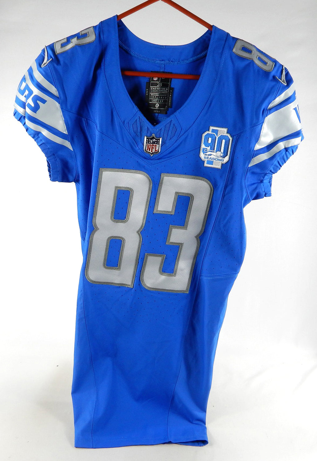 2023 Detroit Lions Dylan Drummond #83 Game Issued Blue Jersey 90 Seasons Patch7