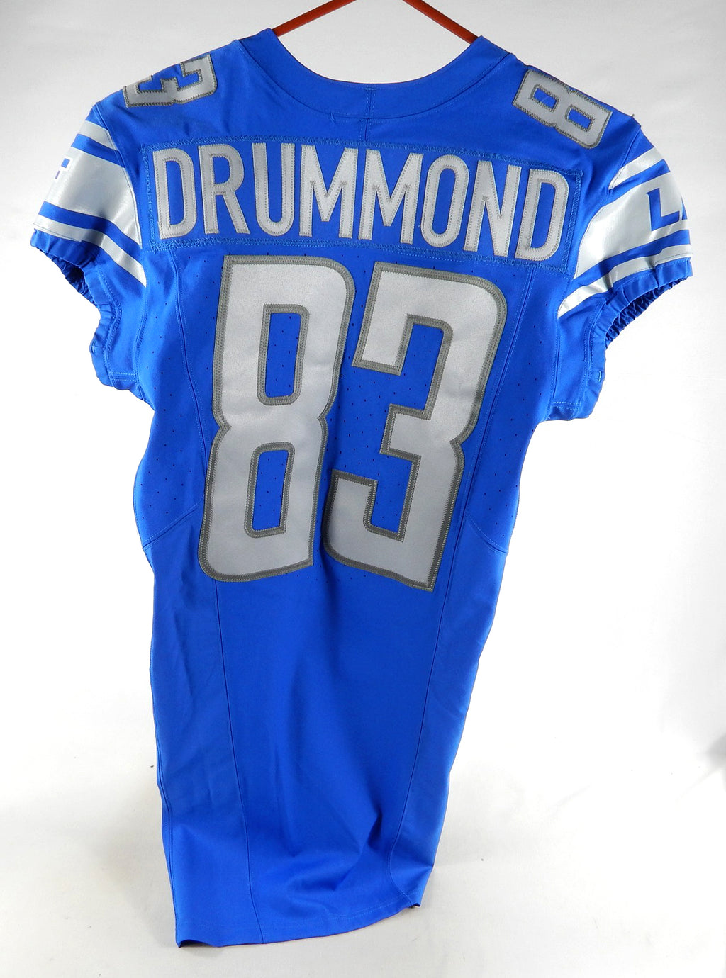2023 Detroit Lions Dylan Drummond #83 Game Issued Blue Jersey 90 Seasons Patch7 Pic2