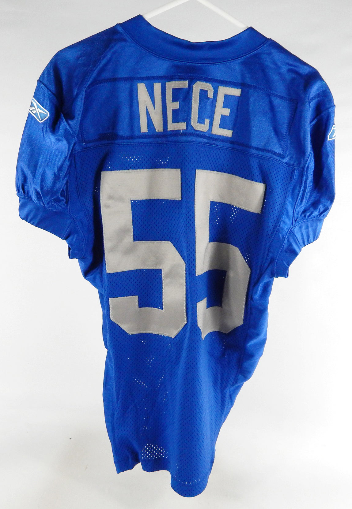 2005 Detroit Lions Ryan Nece #55 Game Used Blue Jersey Throwback 46 726 Pic2