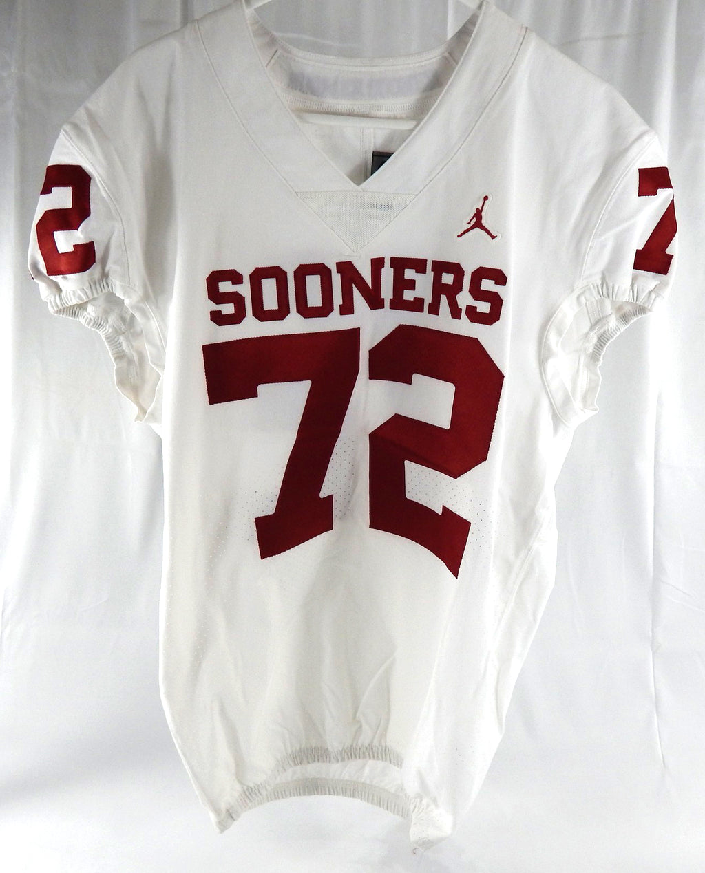2022 Oklahoma Sooners #72 Game Used White Jersey Football NP Rem 46 181