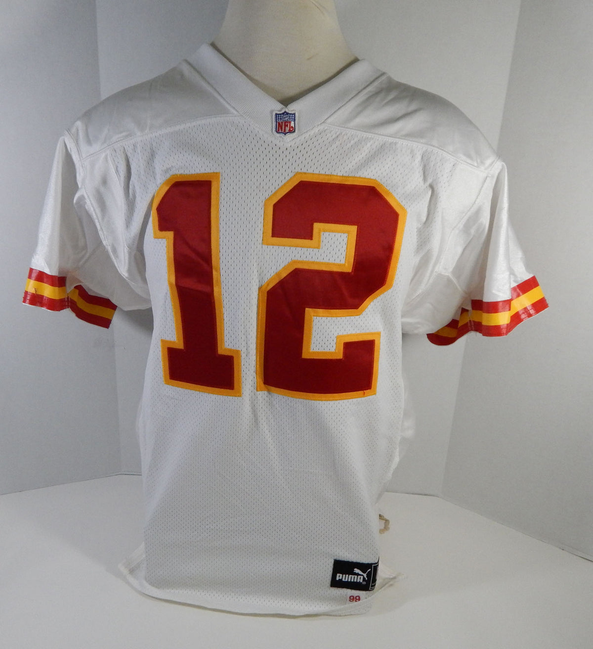 1999 Kansas City Chiefs Perez #12 Game Issued White Jersey DP17366