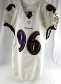2013 Baltimore Ravens Marcus Spears #96 Game Issued White Jersey 46 539