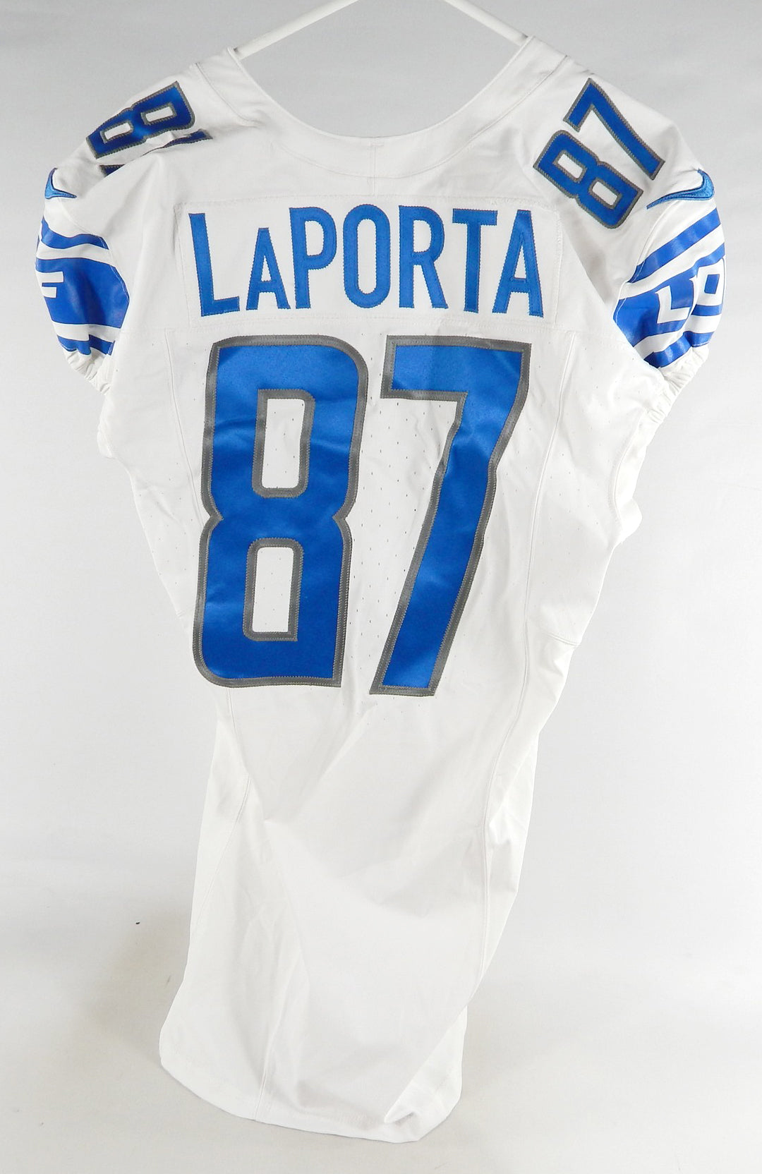 2023 Detroit Lions Sam LaPorta #87 Game Issued White Jersey 90 Season Patch 40 3 Pic2