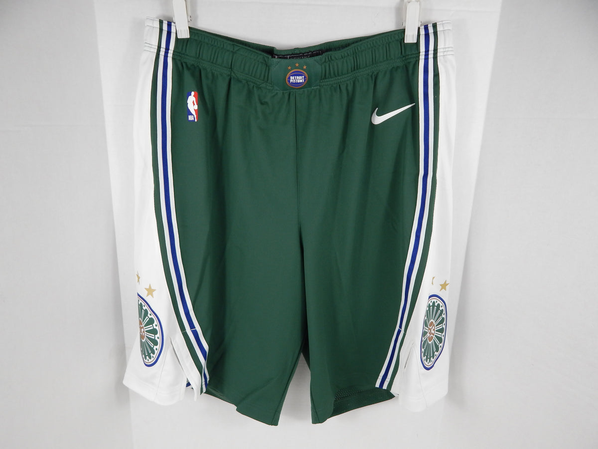 2022-23 Detroit Pistons Game Issued Green Shorts City Saint Cecilia Nike 44+2 5S
