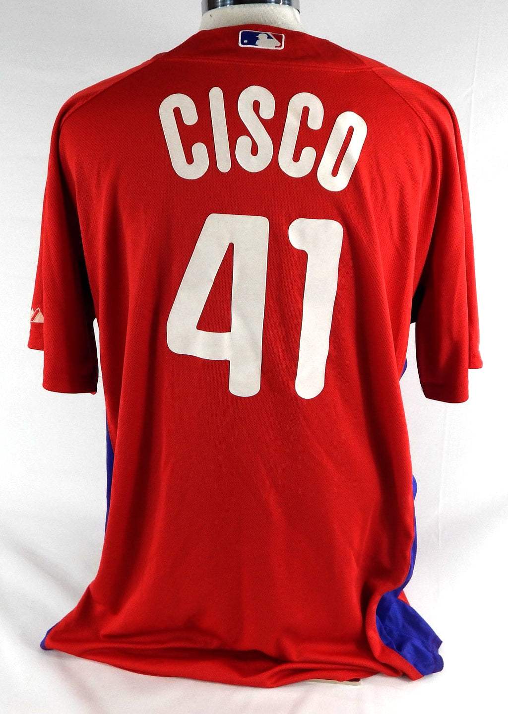 Philadelphia Phillies Mike Cisco #41 Game Used Red Jersey 48 311 Pic2