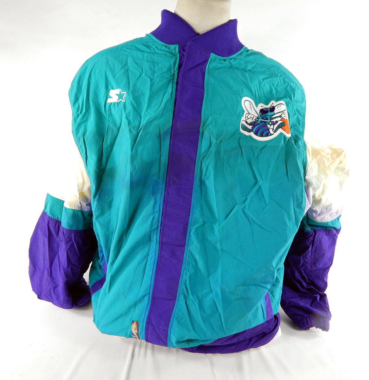 1997-98 Charlotte Hornets Game Issued Teal Warm Up Jacket DP69017