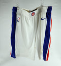 2019-20 Detroit Pistons #8 Game Used White Shorts 42 DP71631