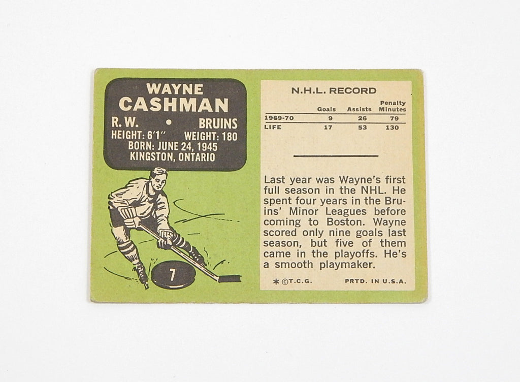 1970-71 Topps Wayne Cashman #7 Bruins Vg Pic2