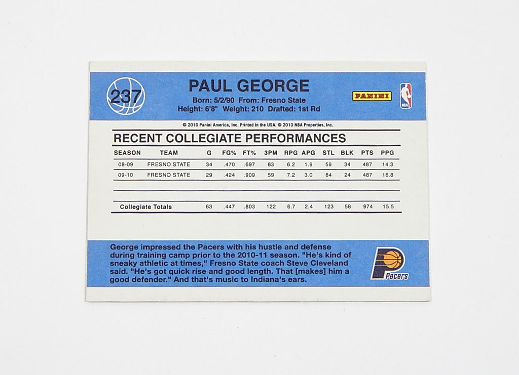2010-11 Donruss Paul George RC #237 Pic2