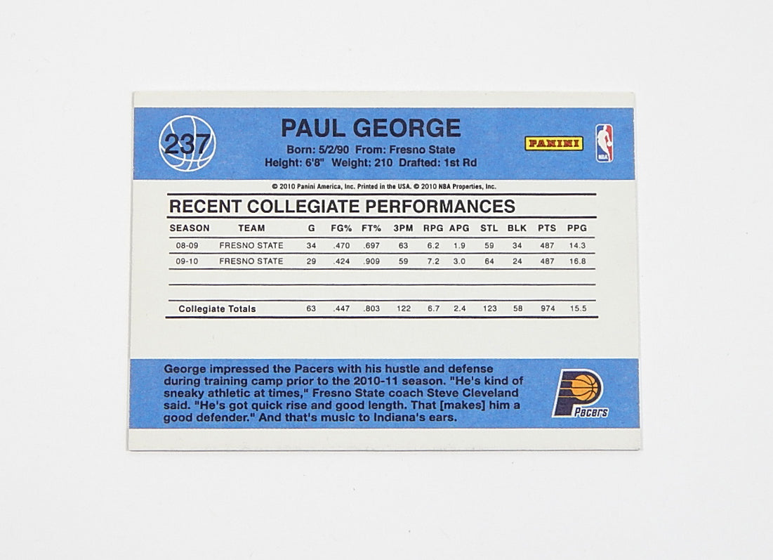 2010-11 Donruss Paul George RC #237 Pic2
