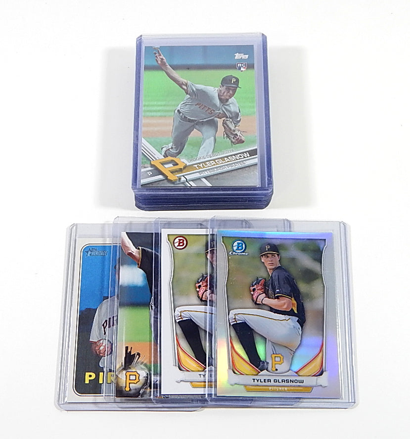 Lot of (17) Tyler Glasnow Cards Rookies 2014 to 2018 Bowman Topps Chrome Donruss