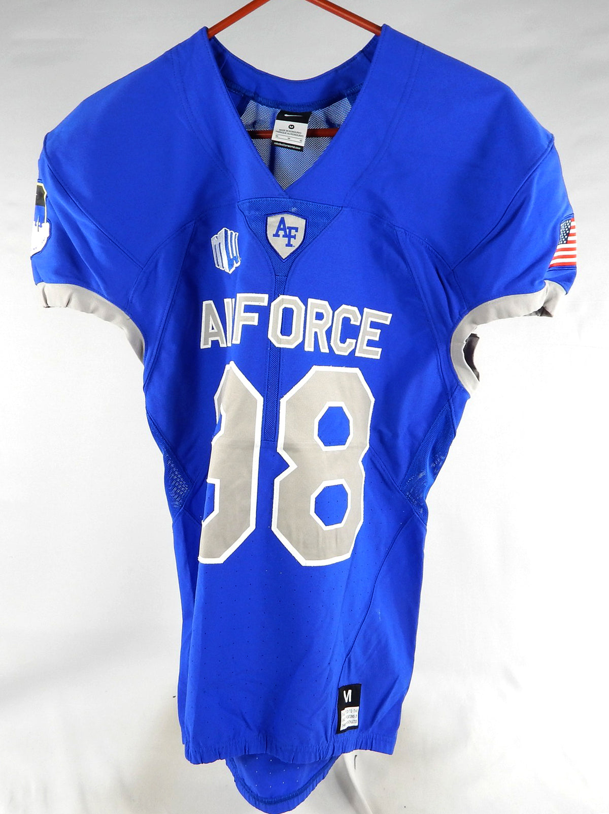 Air Force Falcons #98 Game Used Blue Jersey Name Plate Removed M 892