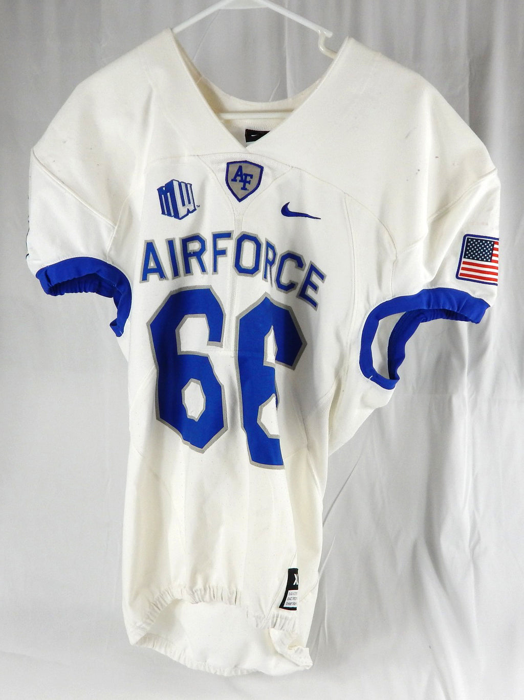 Air Force Falcons #66 Game Used White Jersey Football XL 025