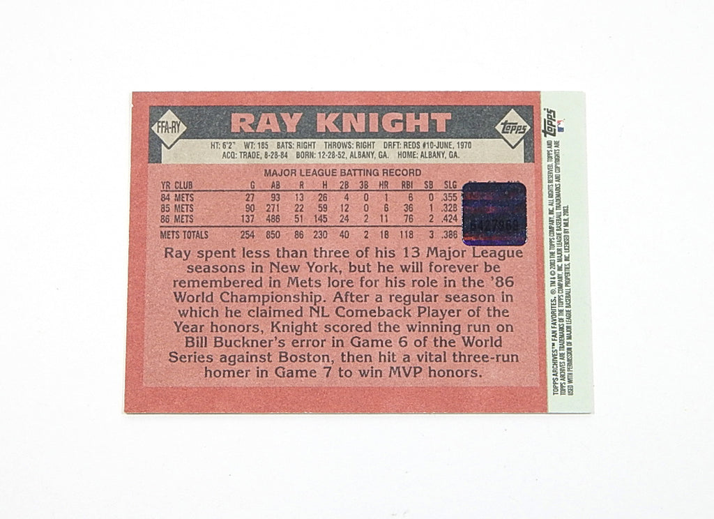 2003 Topps All-Time Fan Favorites Archives Autographs Ray Knight On Card Auto Pic2