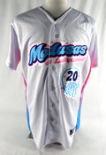 2019 Lakewood BlueClaws #20 Game Used White Jersey Copa de la Diversion 46 820