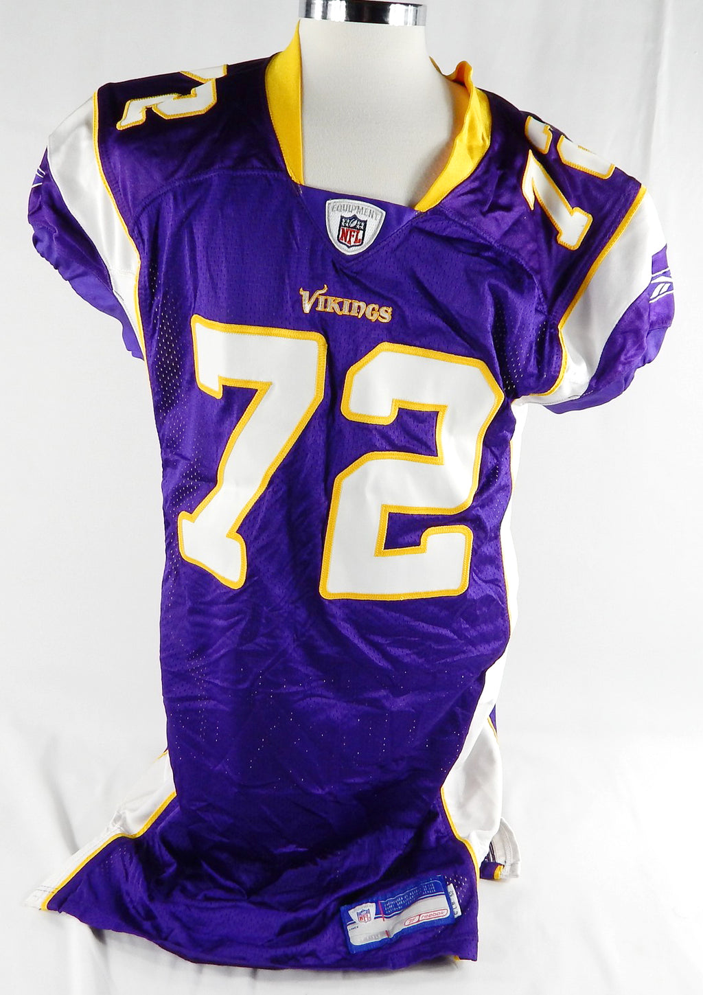 2006 Minnesota Vikings #72 Game Issued Purple Jersey Name Plate Rem 52 DP86529