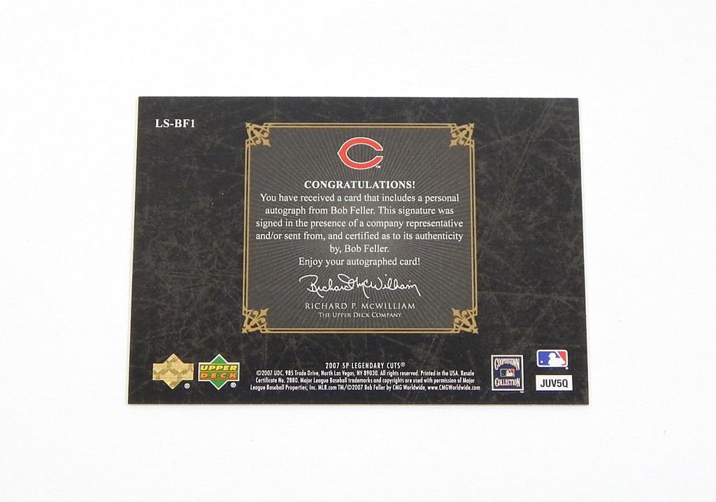 2007 SP Legendary Cuts Legendary Signatures Bob Feller #LS-BF1 Auto #'d 176/199 Pic2
