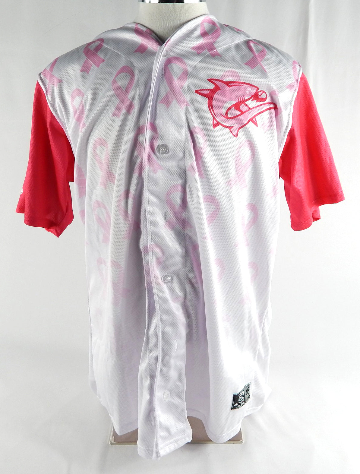 2023 Clearwater Threshers #25 Game Used White Jersey Pitch Pink Breast Cancer 1