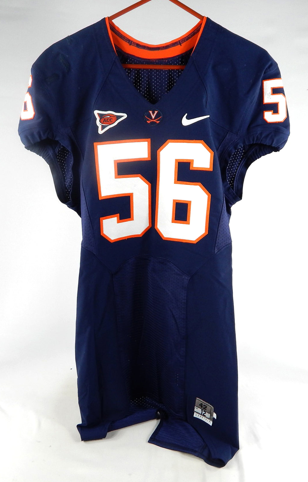 2012 Virginia Cavaliers #56 Game Used Navy Jersey NP R 42 DP78989