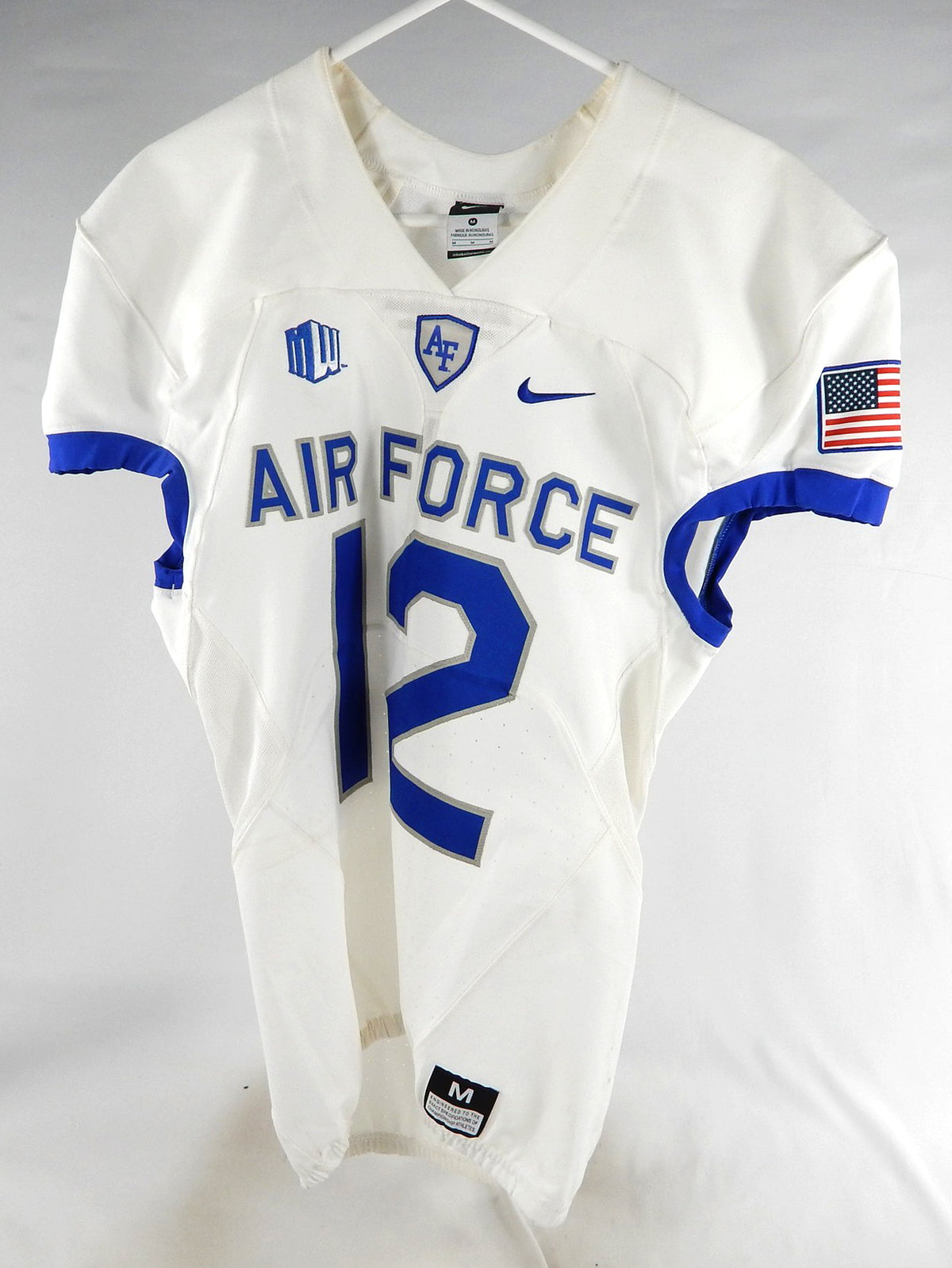 2017 Air Force Falcons #12 Game Used White Jersey NP Rem M 899