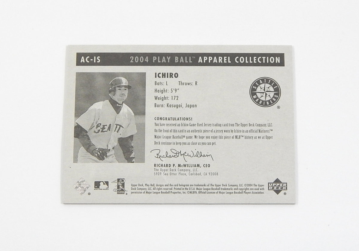 2004 Upper Deck Play Ball Apparel Collection Ichiro Suzuki #AC-IS Jersey Relic Pic2