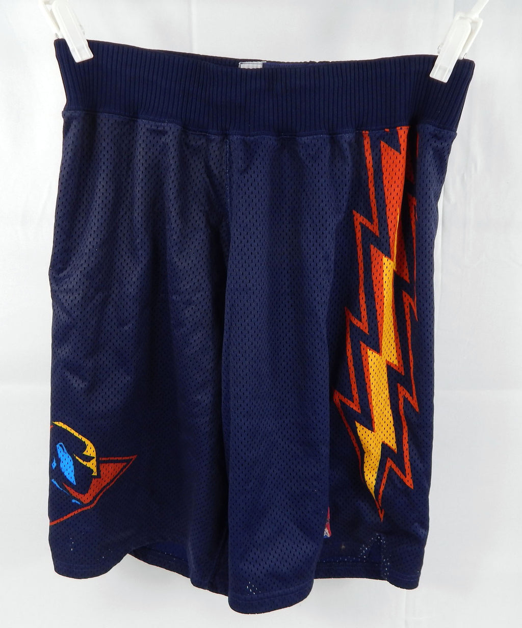 2000-01 Golden State Warriors Game Issued Navy Shorts Lightning Bolt 34 51