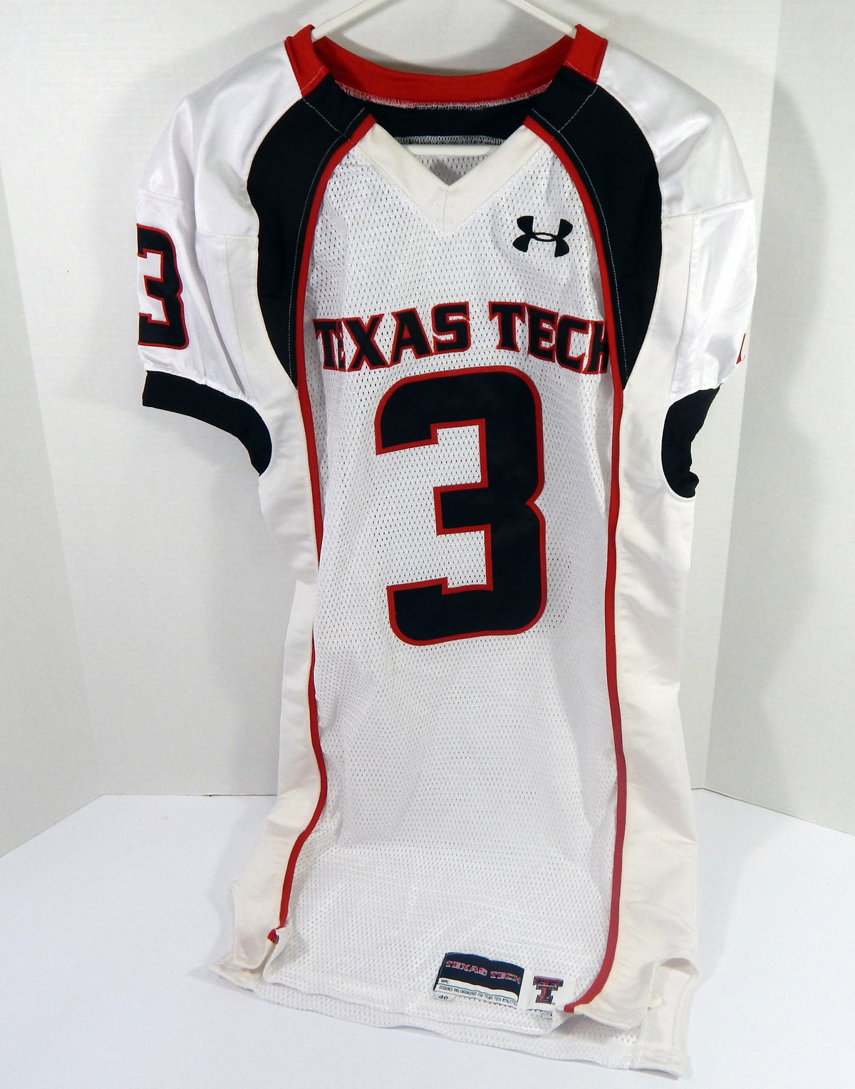 2010 Texas Tech Red Raiders #3 Game Used White Jersey NP Rem 40 02 Pic2