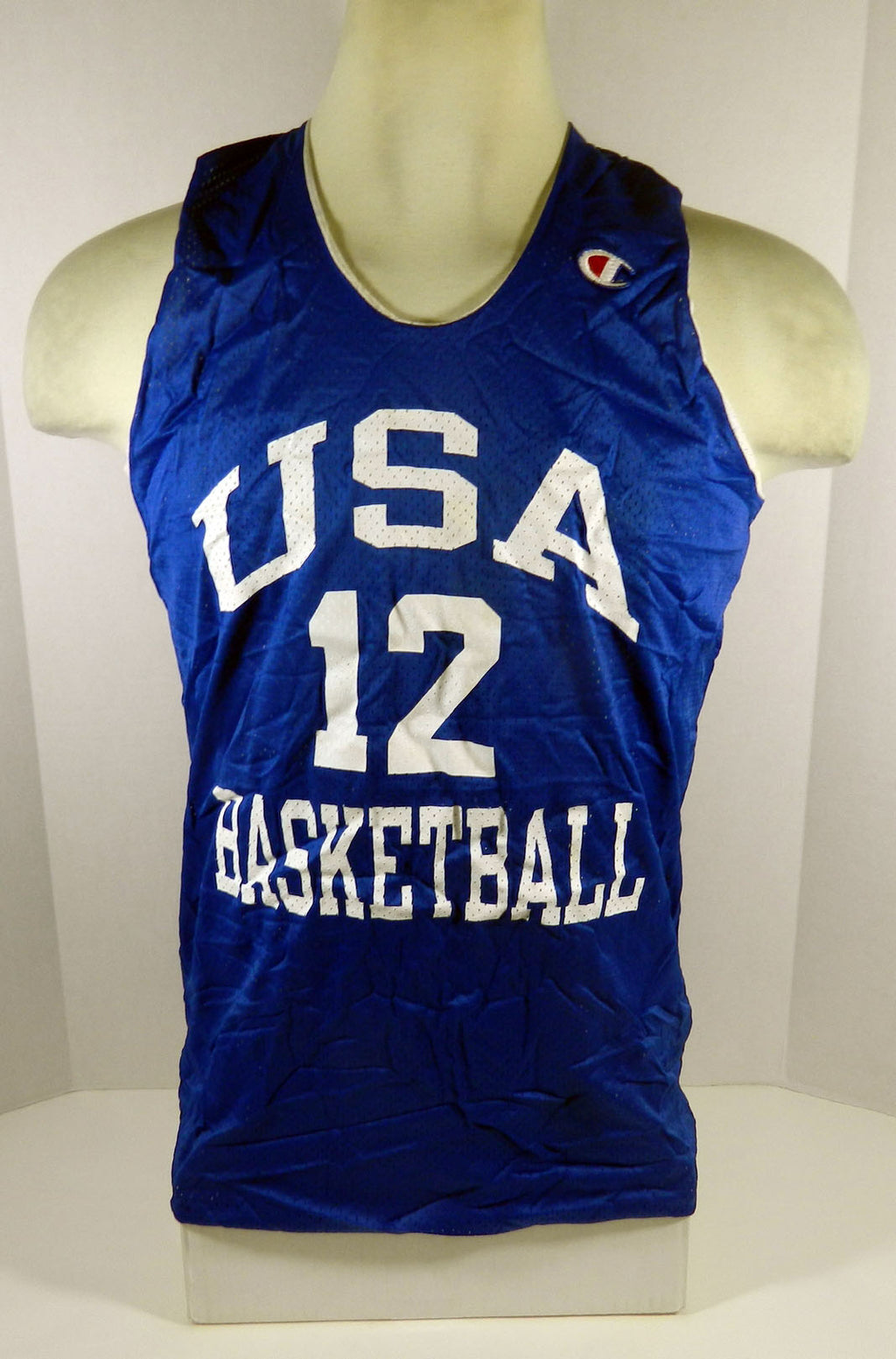 1990s Team USA Basketball #12 Game Issued Blue Reversible Practice Jersey L 333