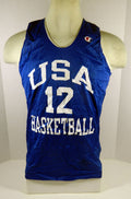 1990s Team USA Basketball #12 Game Issued Blue Reversible Practice Jersey L 333
