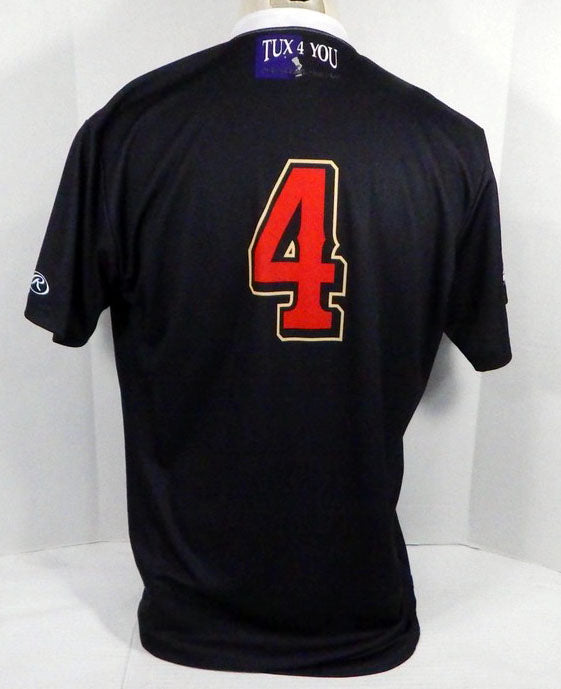 2014-15 Visalia Rawhide Kevin Medrano #4 Game Used Black Jersey Tuxedo Night 103
