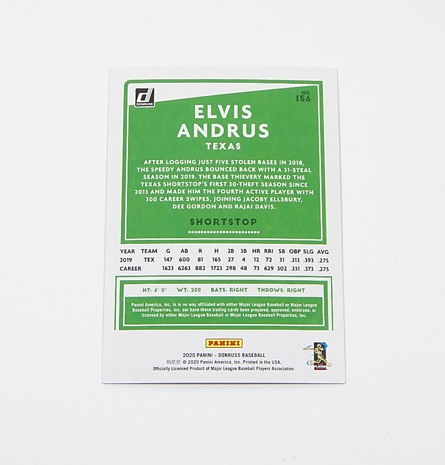 2020 Donruss Artist Proof Elvis Andrus #156 #'d 01/10 Jersey Number Pic2