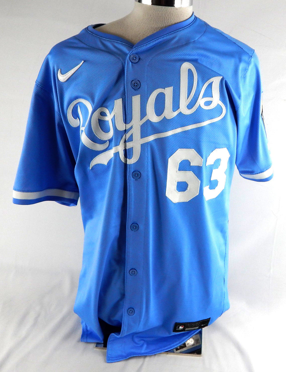 2025 Kansas City Royals Steven Zobac #63 Game Issued P Used Powder Blue Jersey 9