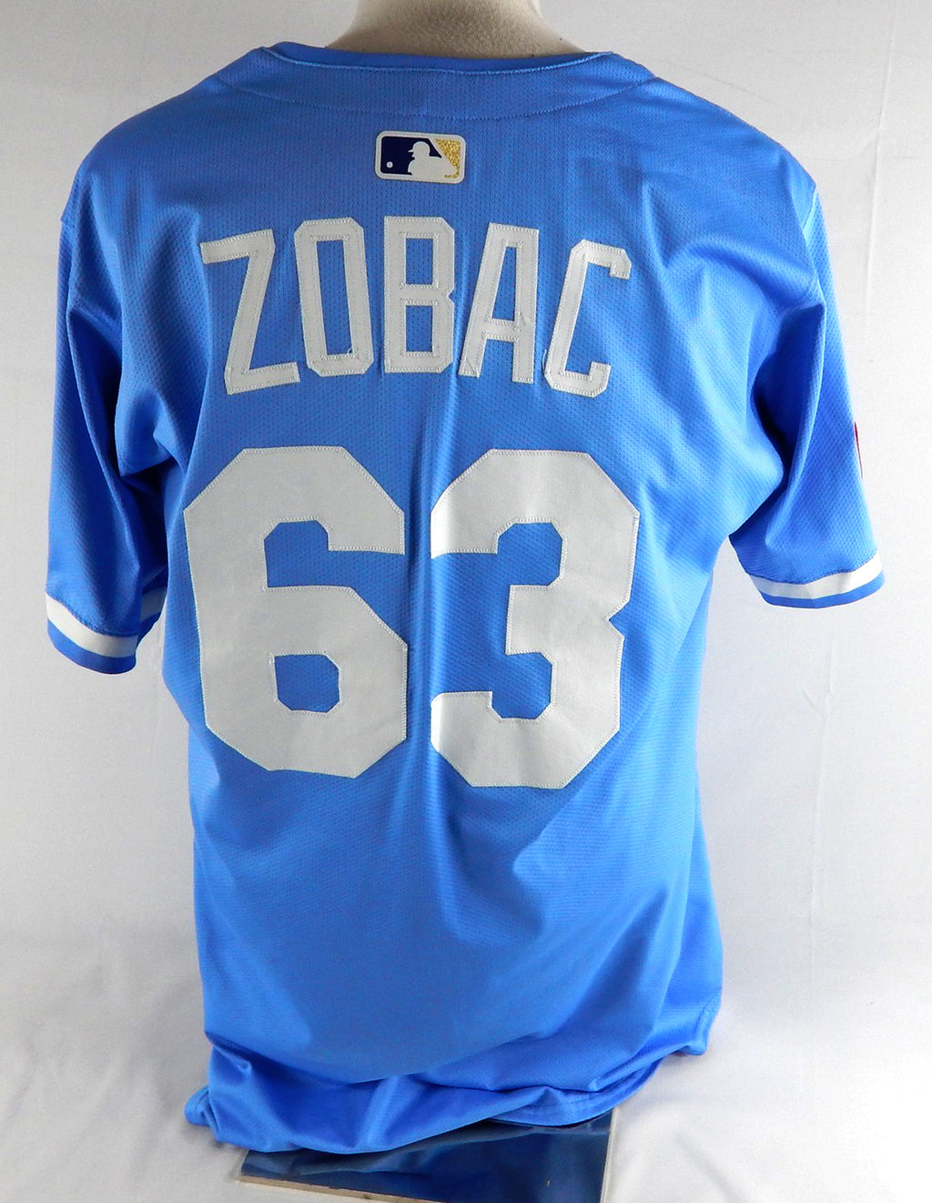 2025 Kansas City Royals Steven Zobac #63 Game Issued P Used Powder Blue Jersey 9 Pic2