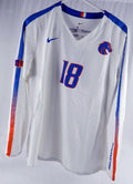 2018 Boise State Broncos #18 Game Used White Jersey Womens Soccer L 041