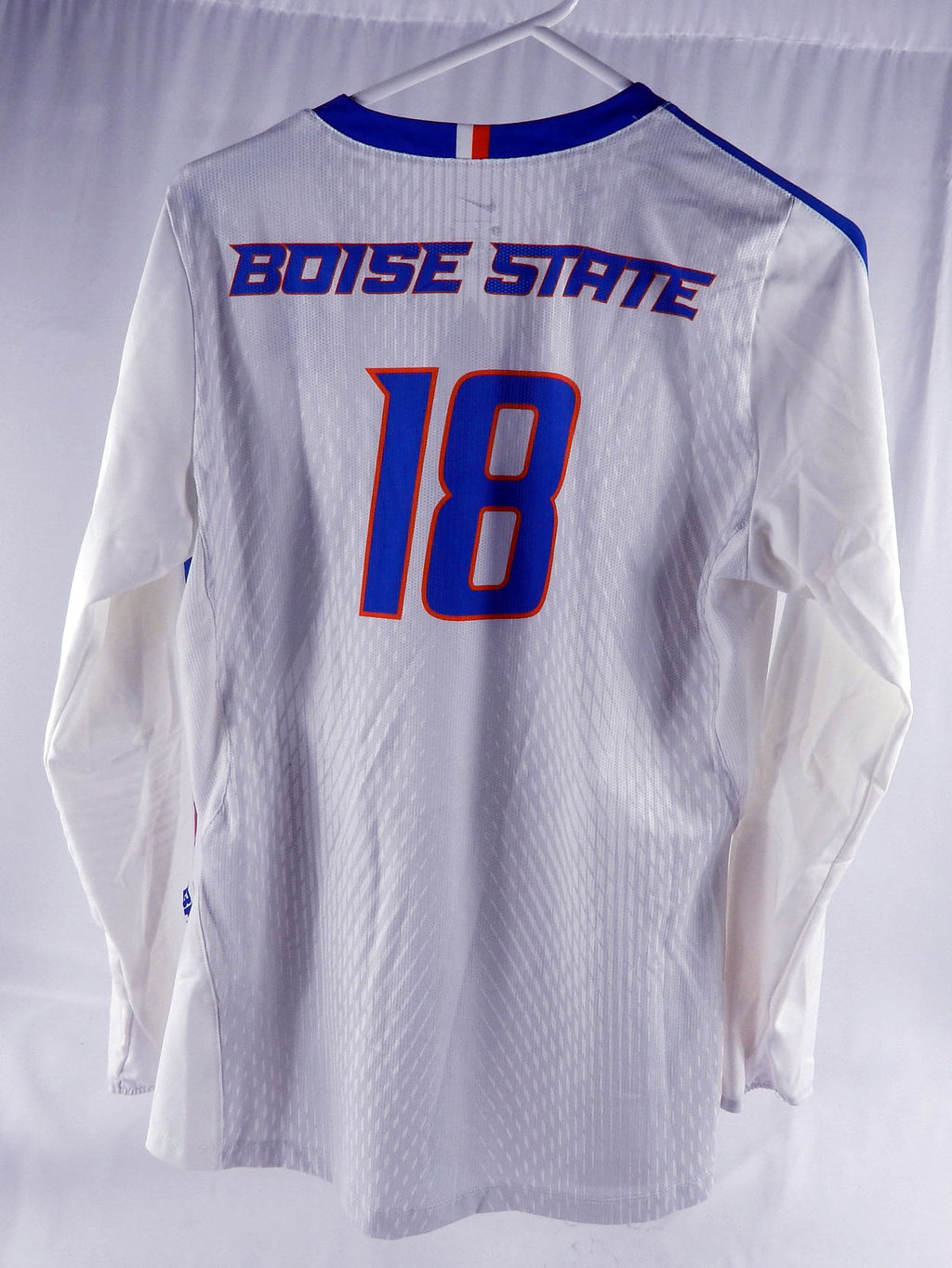2018 Boise State Broncos #18 Game Used White Jersey Womens Soccer L 041 Pic2