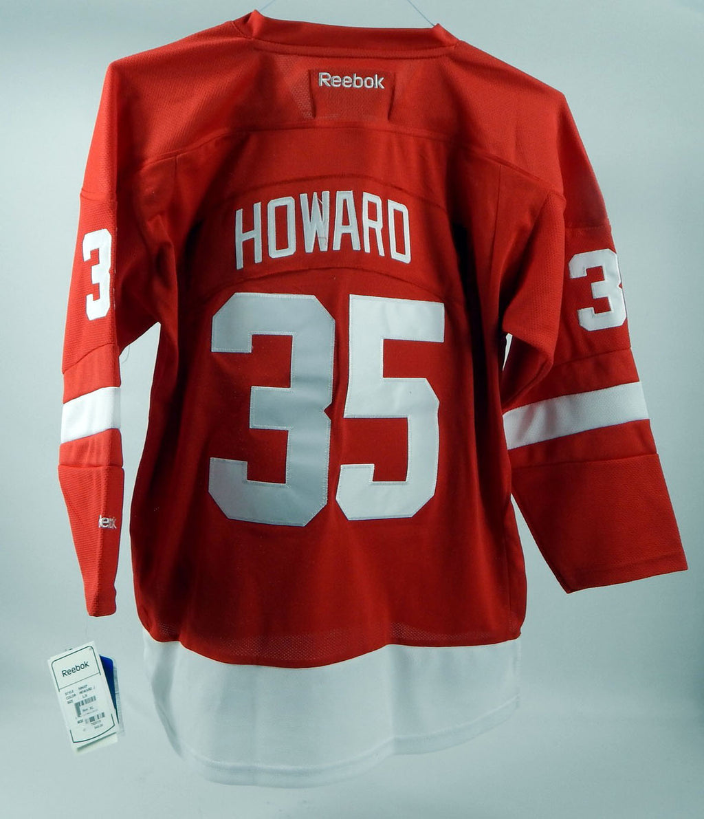 New Youth Detroit Red Wings Jimmy Howard #35 Authentic Red Jersey Reebok L/XL 8S Pic2