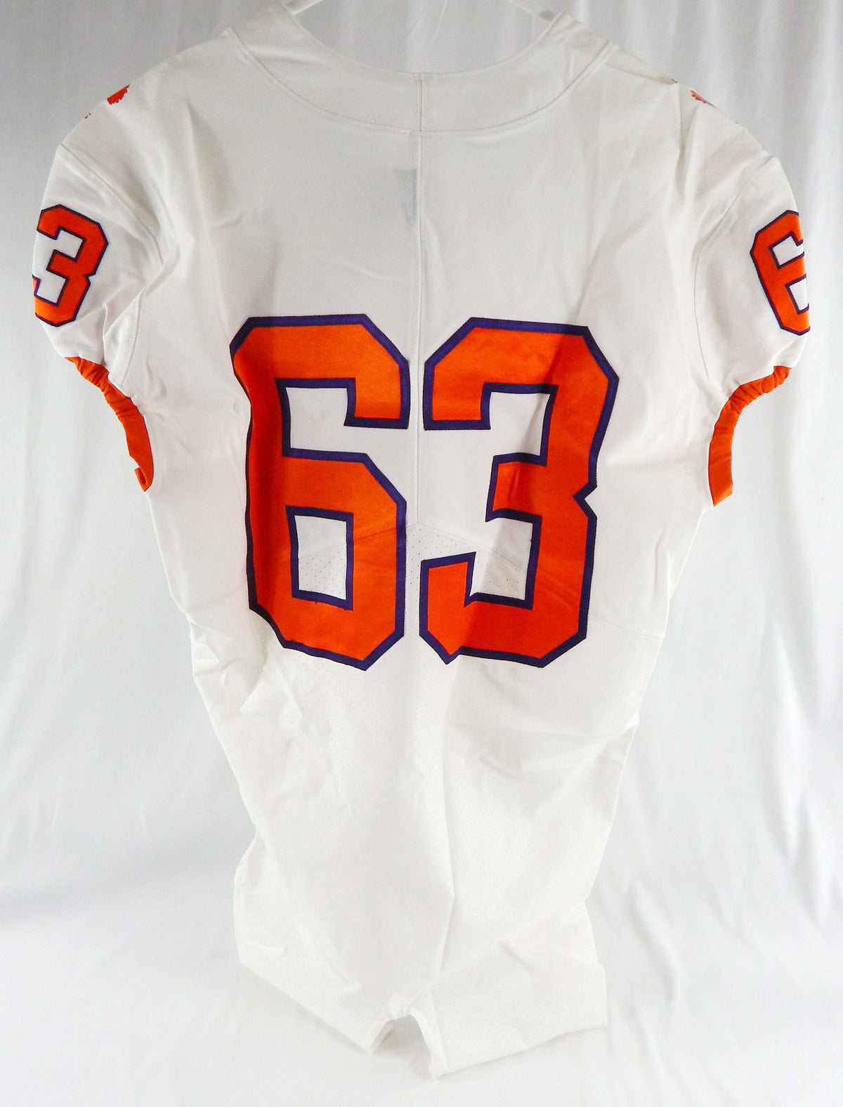 2017-22 Clemson Tigers #63 Game Issued Pos Used White Jersey Football NP R 46 71 Pic2