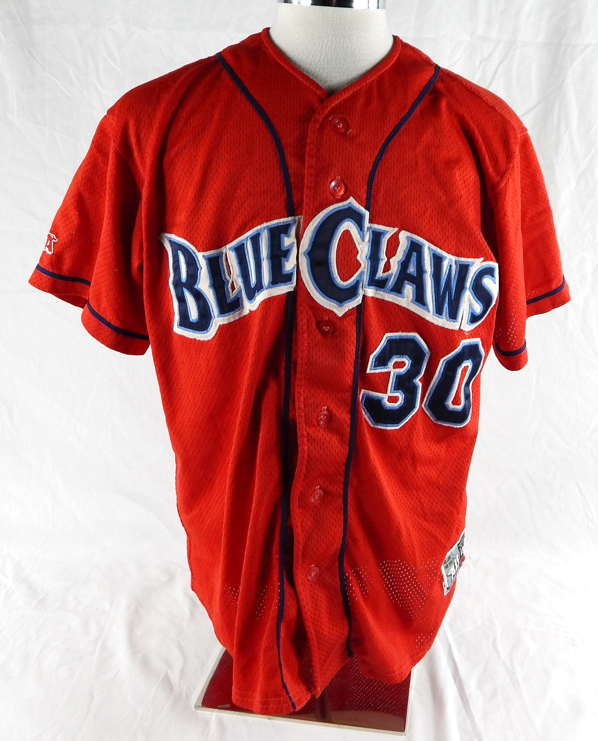 2003 Lakewood BlueClaws Matt Hopper #30 Game Used Red Jersey 48 840